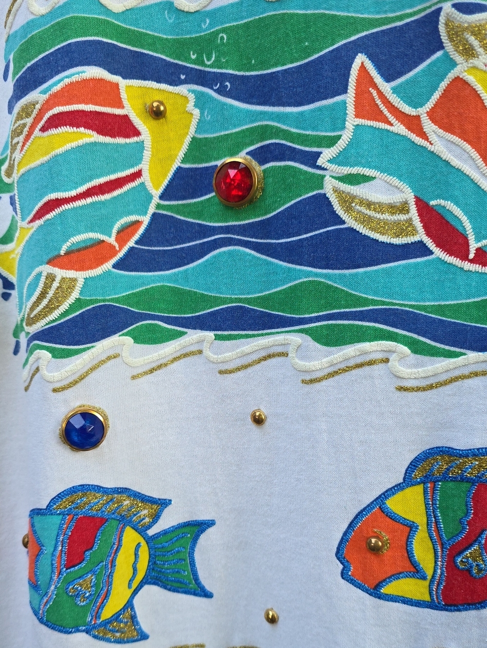 Vintage P.G.B. Embellished Tropical Fish Bathing Suit Cover Up Dress - Picture 5 of 16
